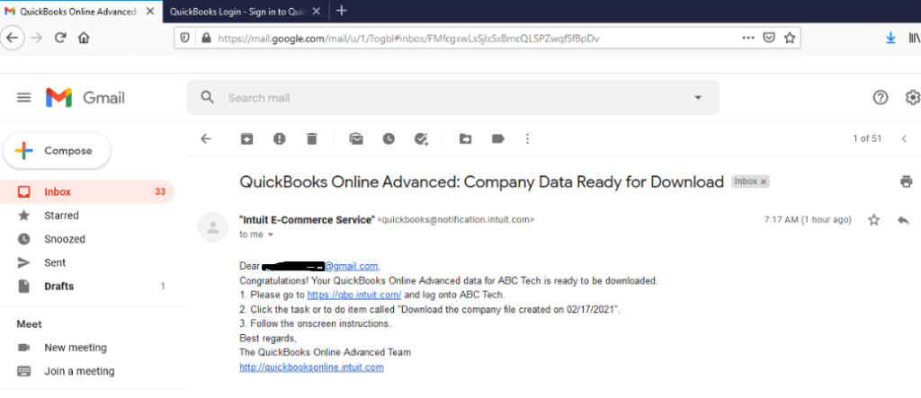 cannot send email from quickbooks